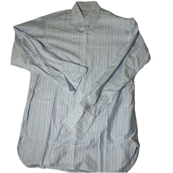 Hackett London Men’s Striped Long Sleeve French Cutt 16 41 Blue Button Up - Picture 3 of 7